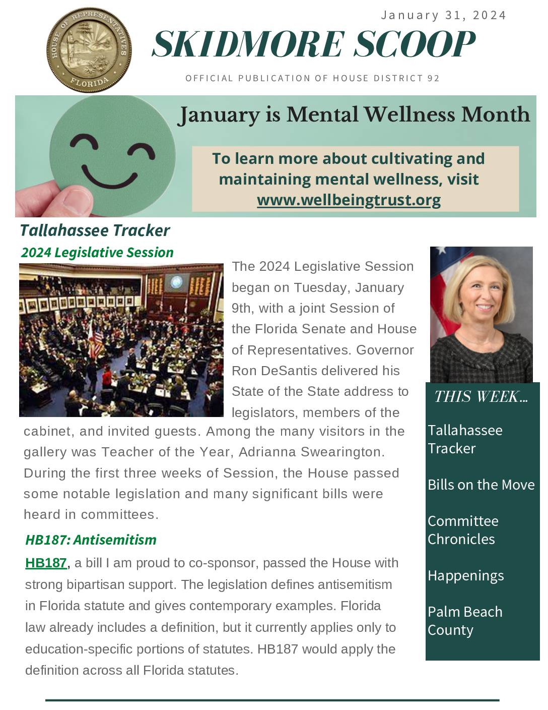 State Representative Kelly Skidmore, District 92 January Newsletter
