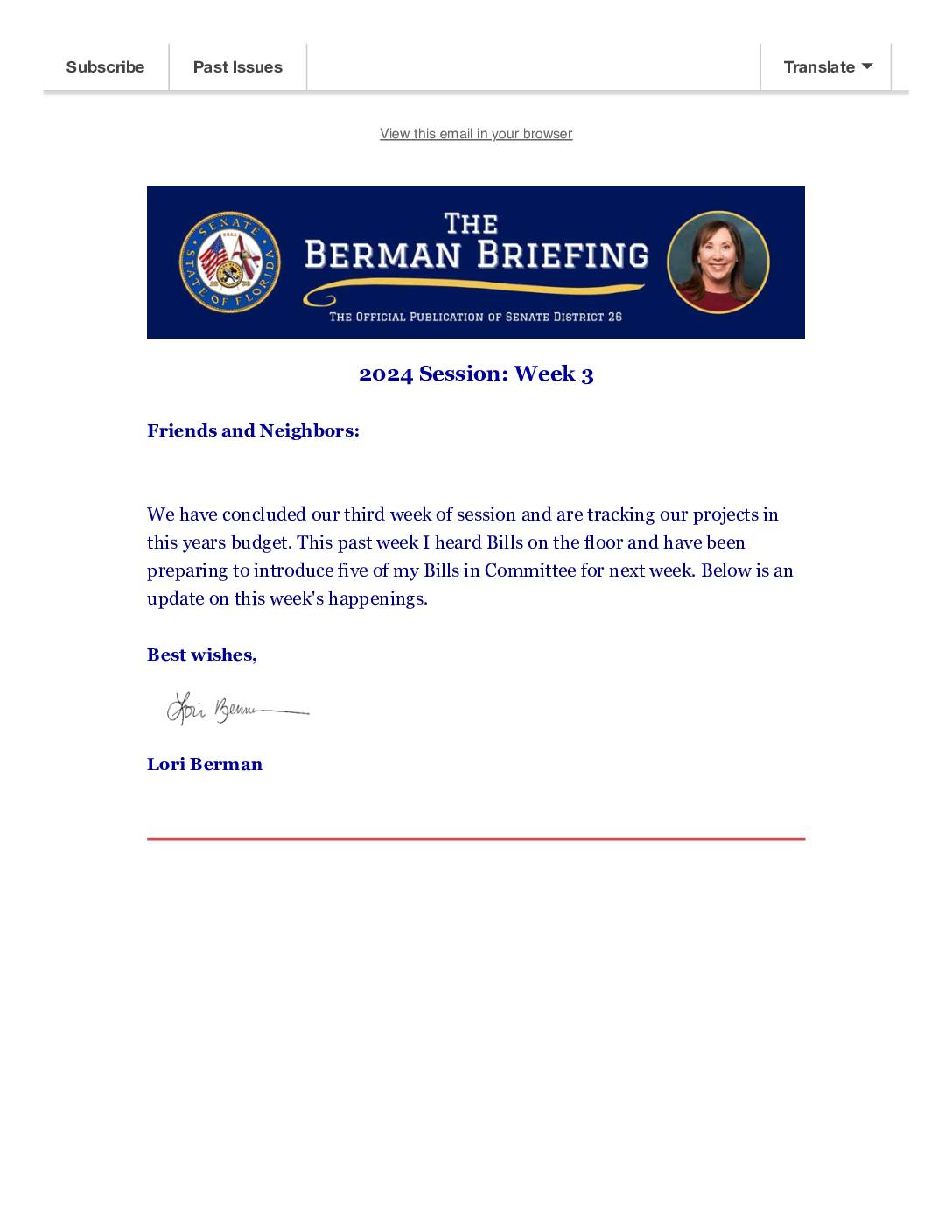The Berman Briefing Session 2024 Week Three